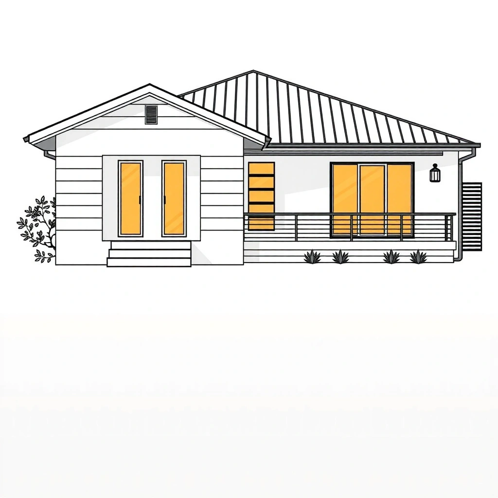 Architectural line art of Australian home
